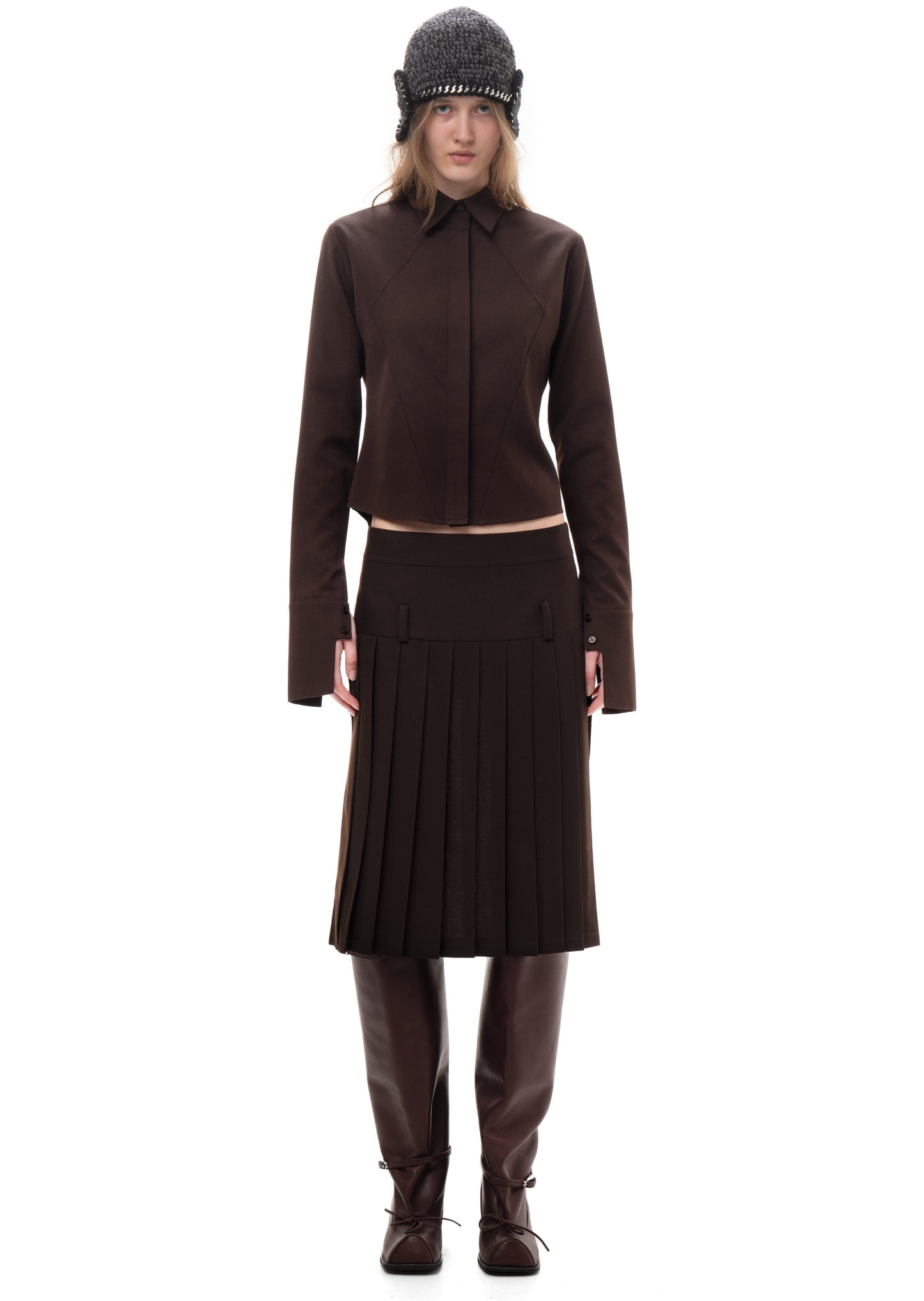 WOOL SHIRT IN BROWN