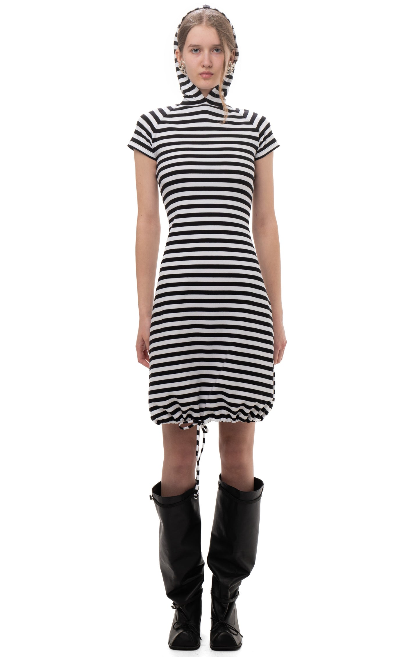 HOOD STRIPED DRESS