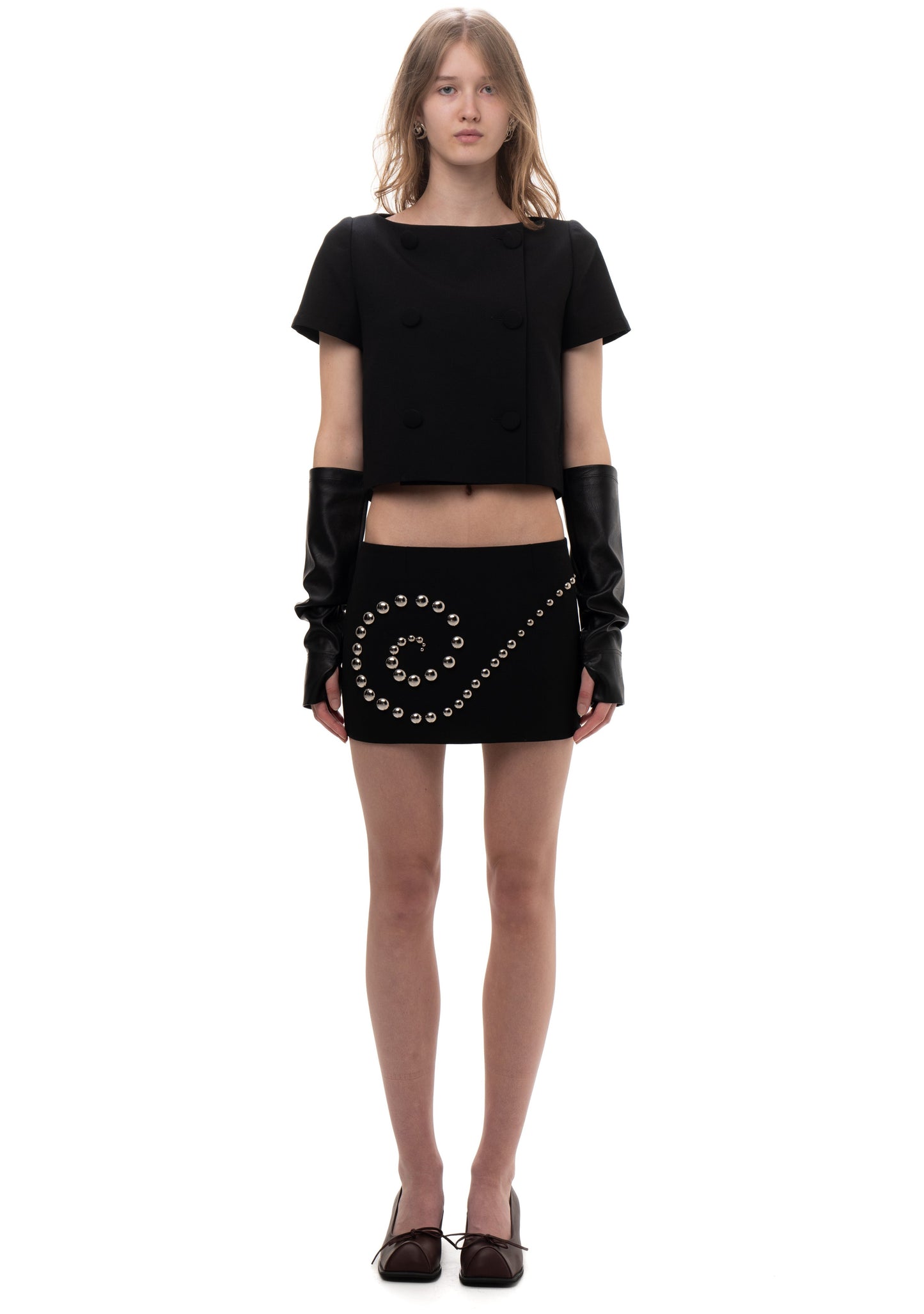 SPIRAL STUD MINI SKIRT