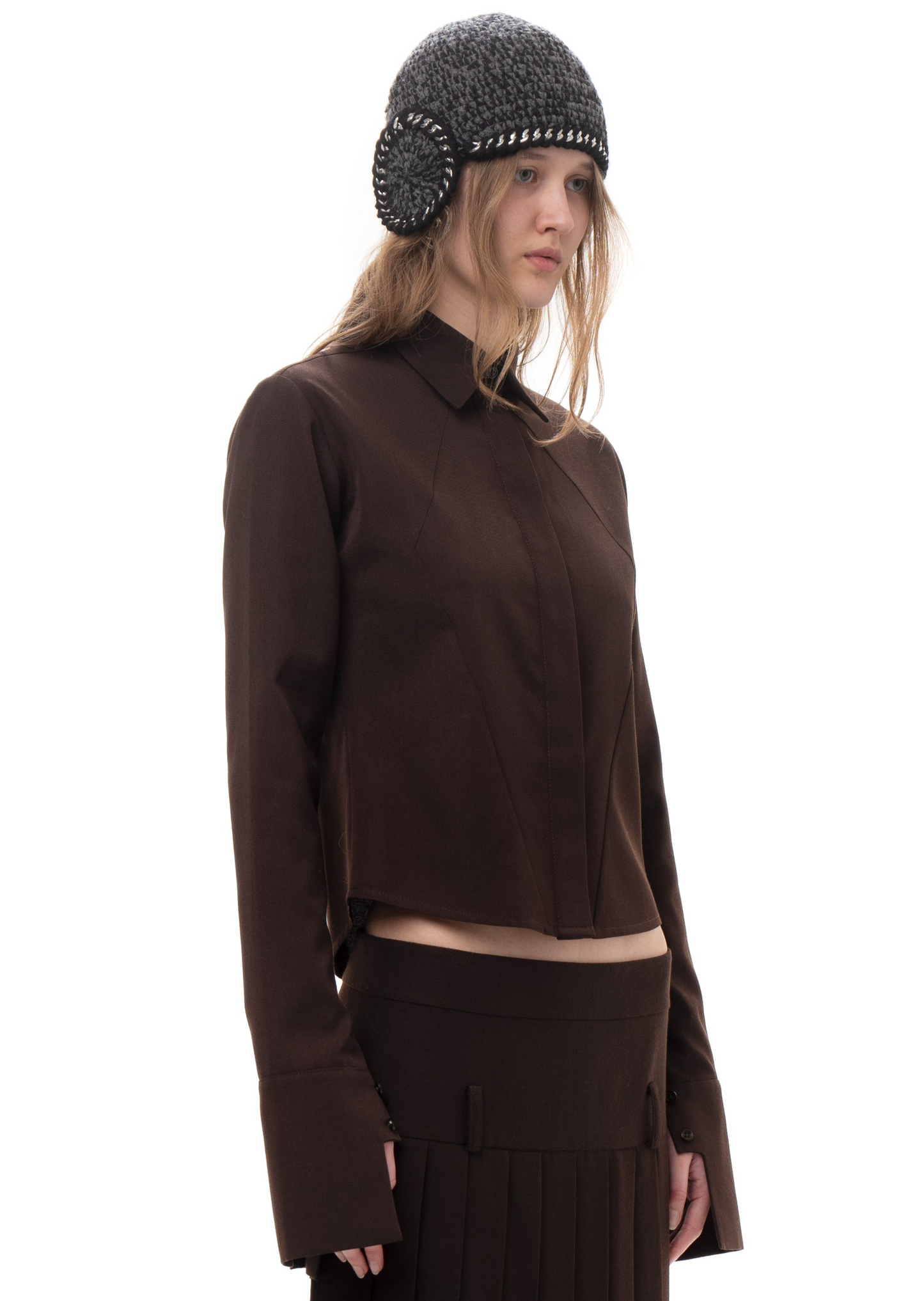 WOOL SHIRT IN BROWN