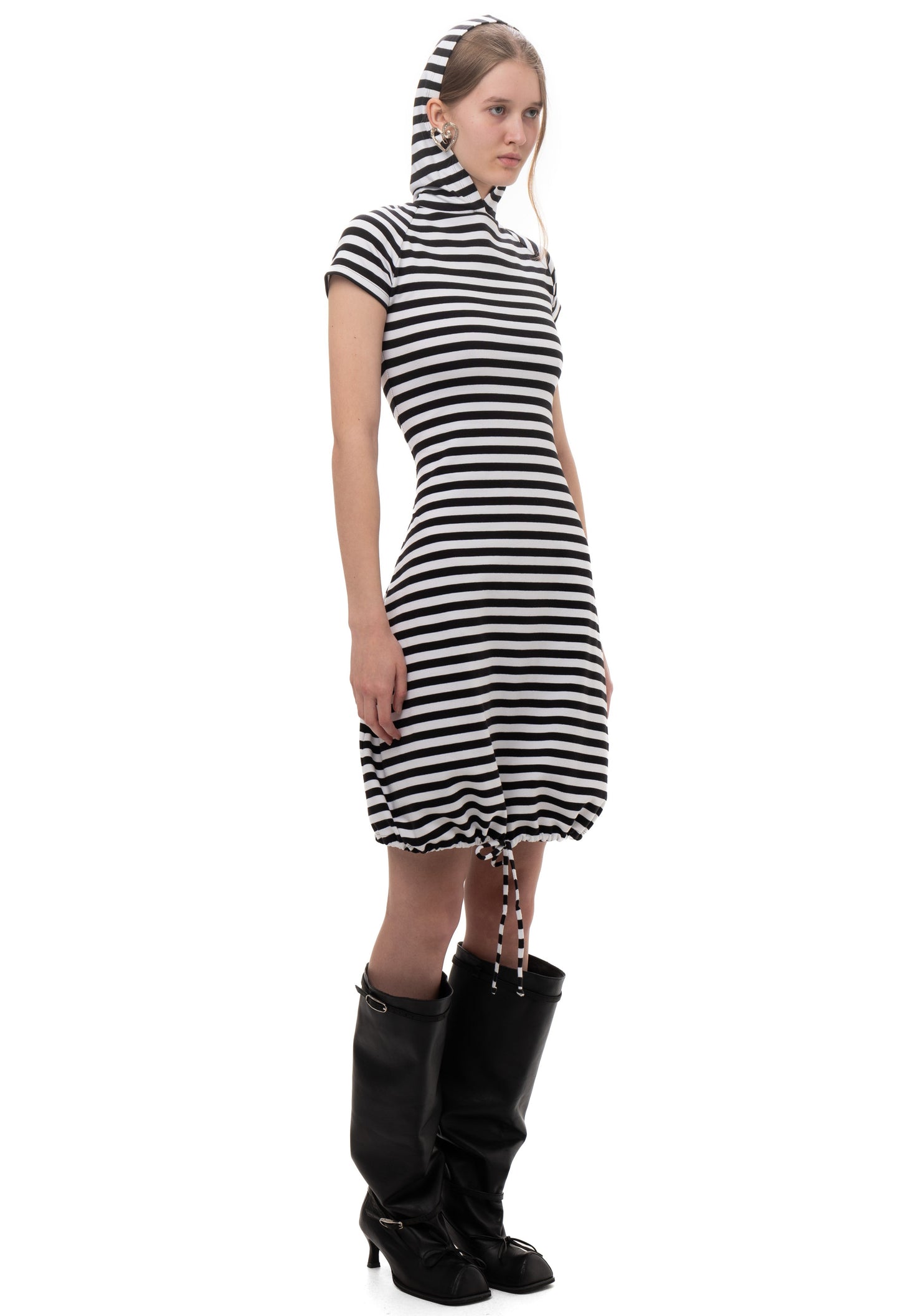 HOOD STRIPED DRESS