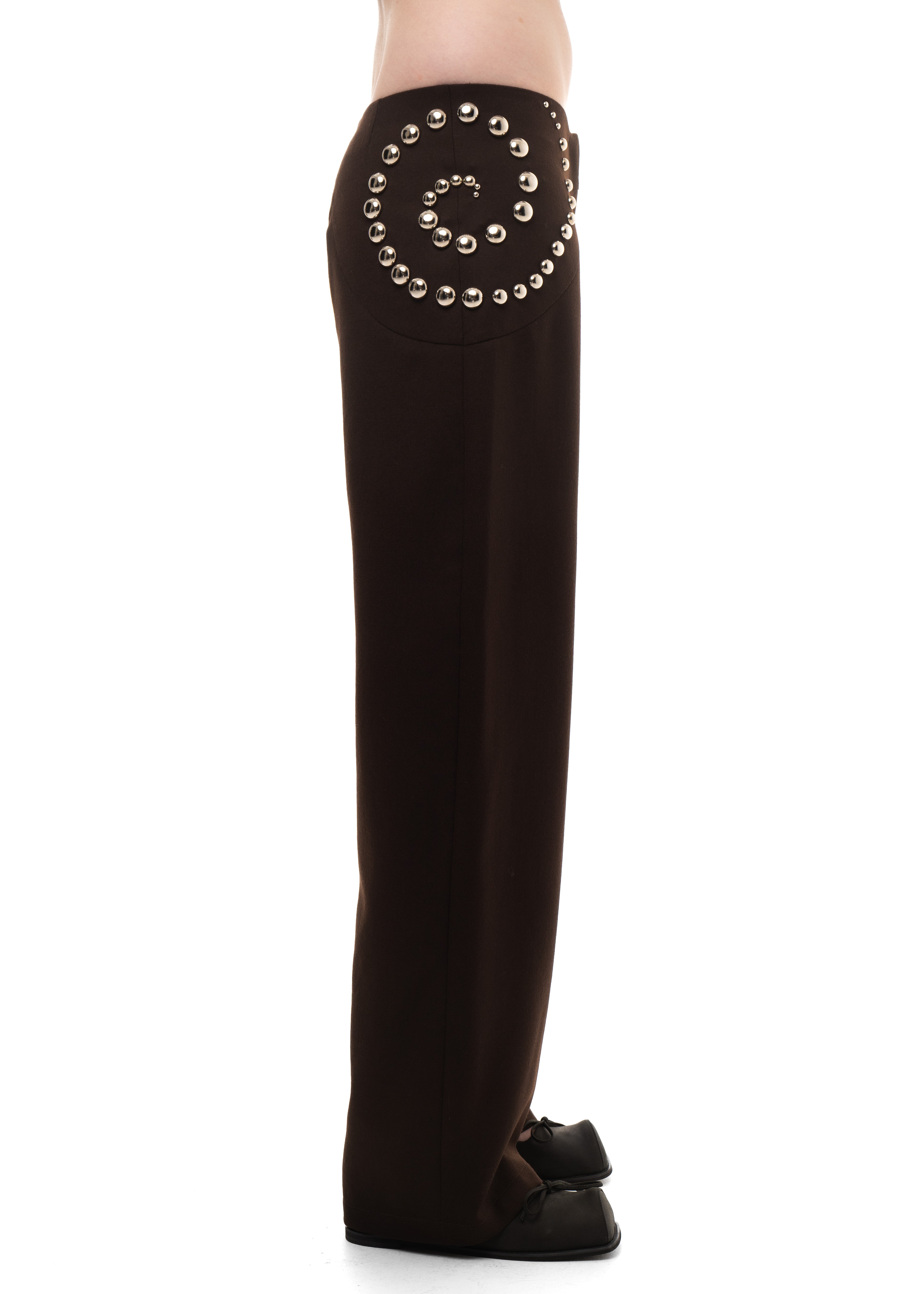 STUDDED SPIRAL TROUSERS BROWN – Urte Kat