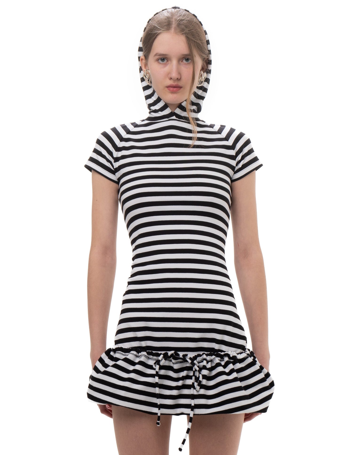 HOOD STRIPED DRESS