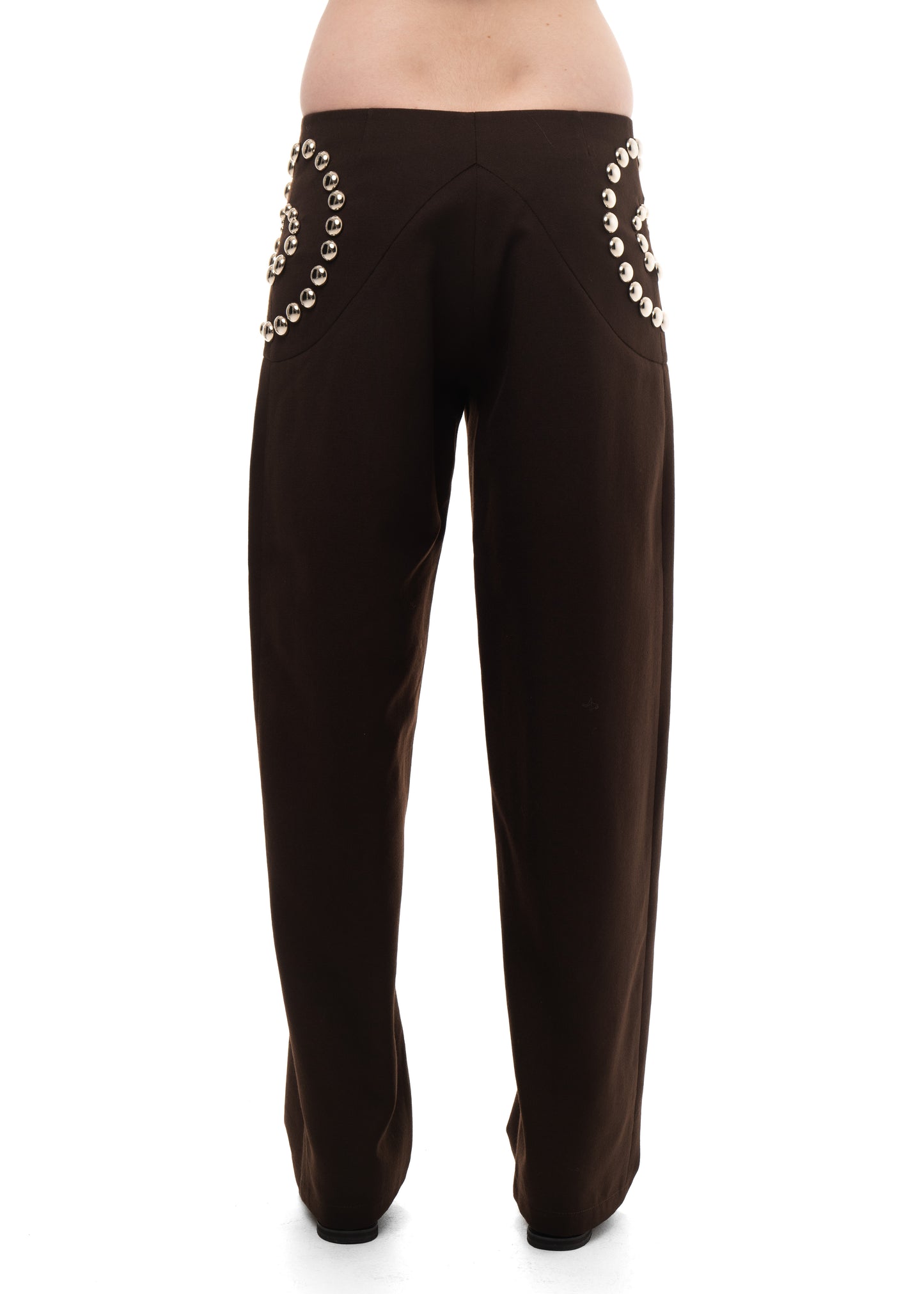 STUDDED SPIRAL TROUSERS BROWN