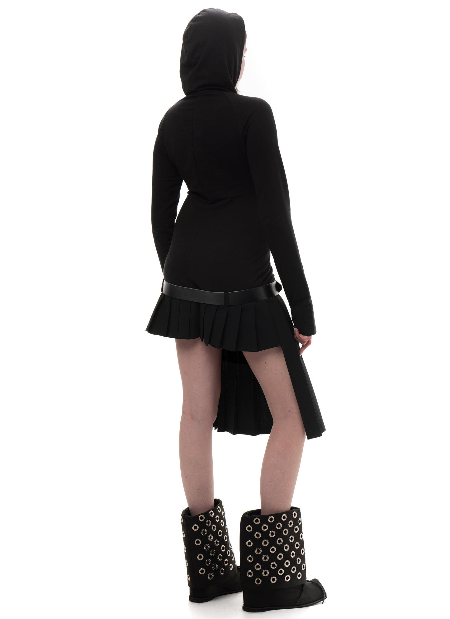 HOOD PLEATED DRESS