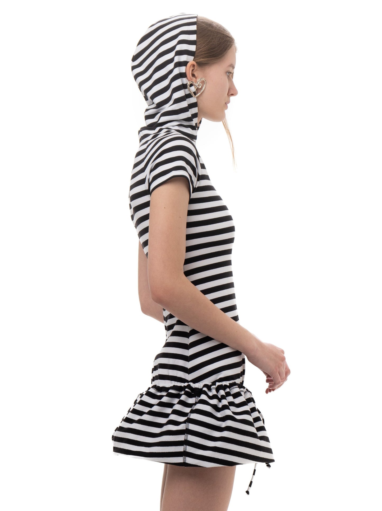 HOOD STRIPED DRESS