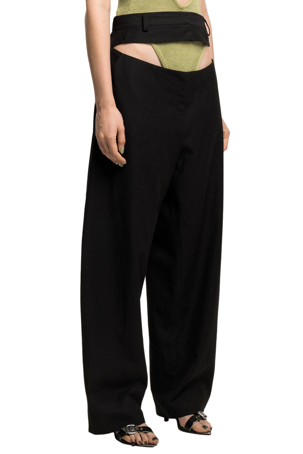 SLASHED SUIT WOOL TROUSERS