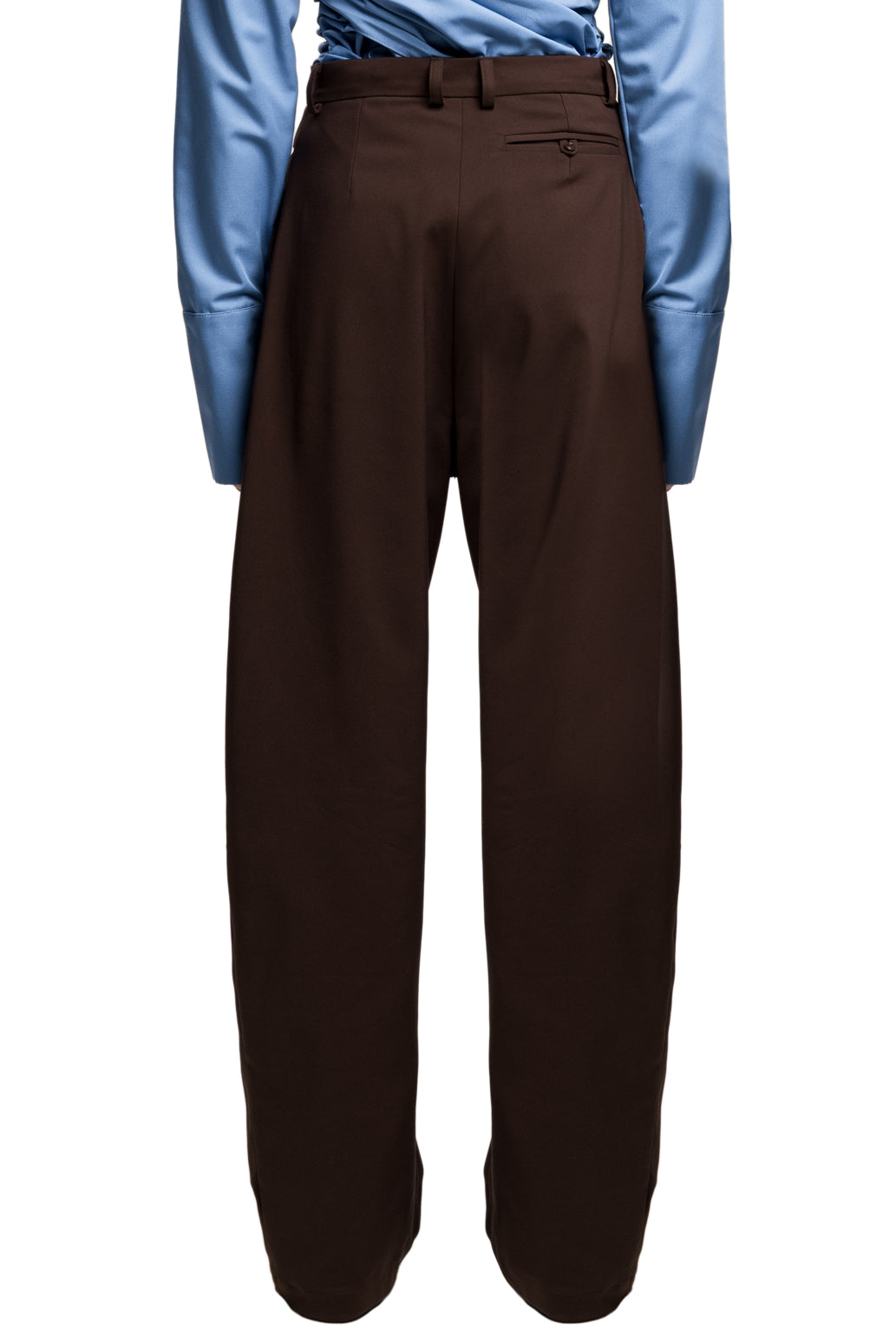 BROWN SLASHED SUIT WOOL TROUSERS
