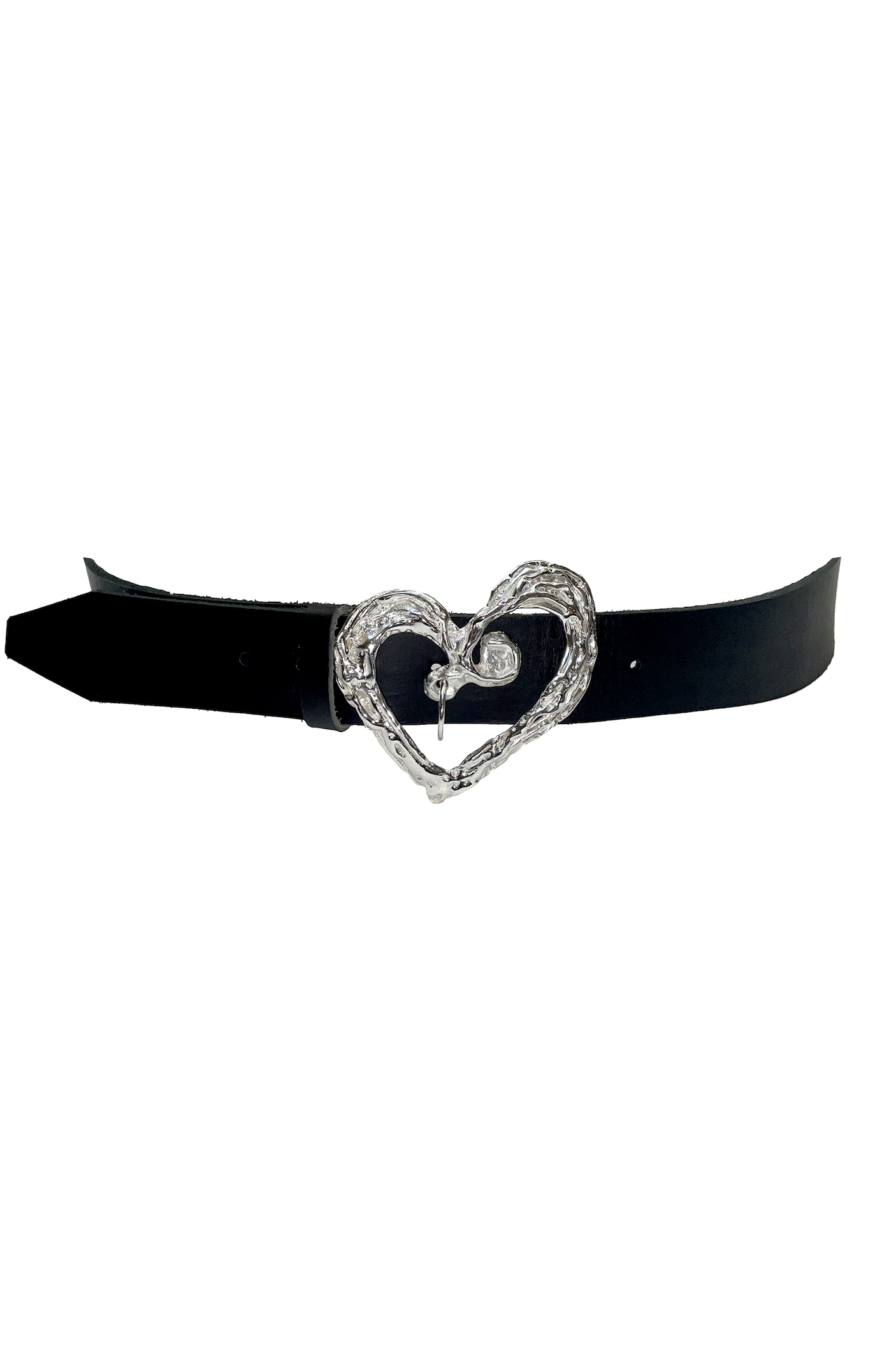 SILVER LOGO LEATHER BELT