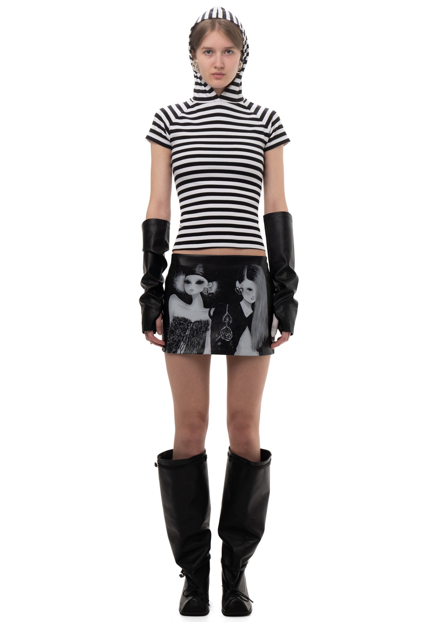 HOOD STRIPED TEE