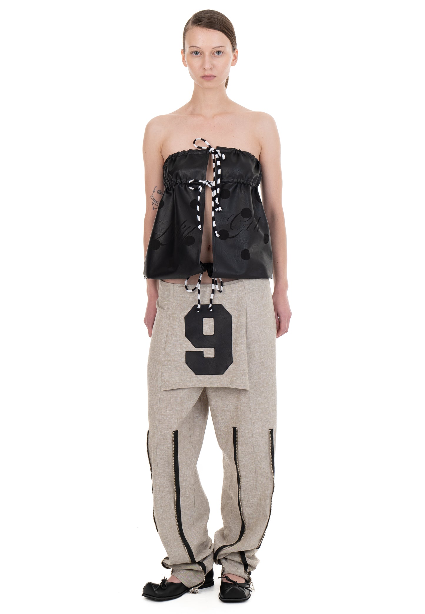 LINEN NUMBER SKIRTROUSERS