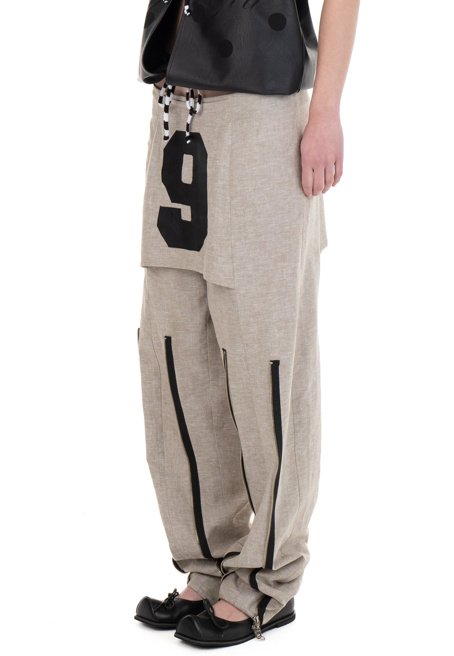 LINEN NUMBER SKIRTROUSERS