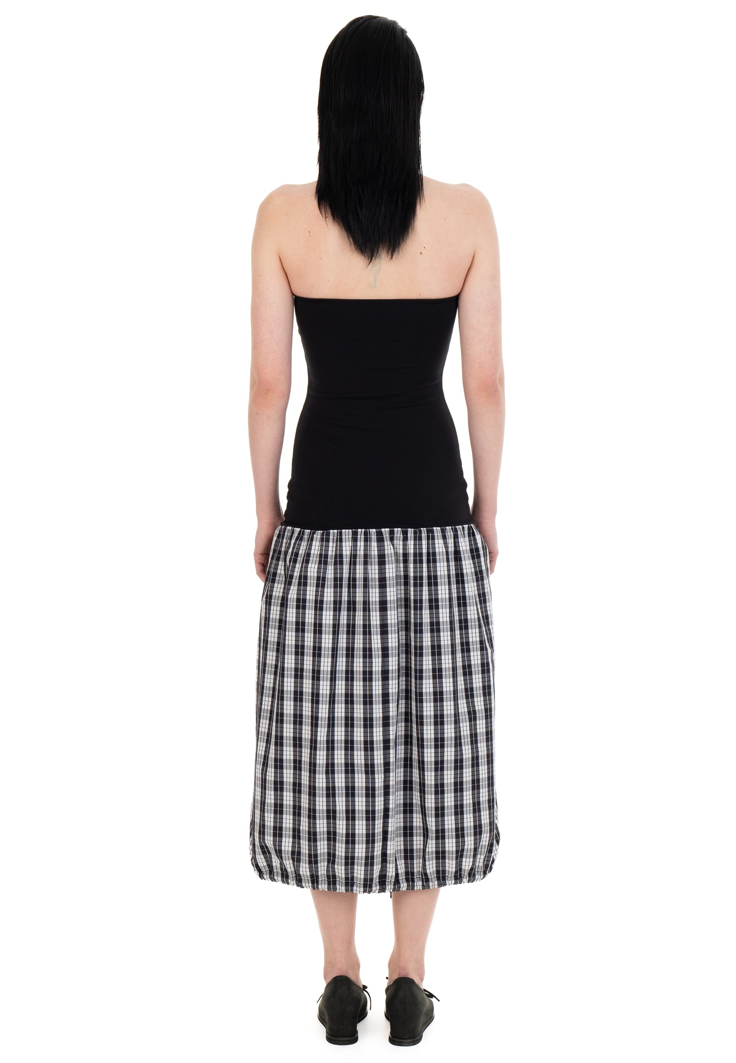 LUCKY GIRL TUBE DRESS BLACK/CHECKERED