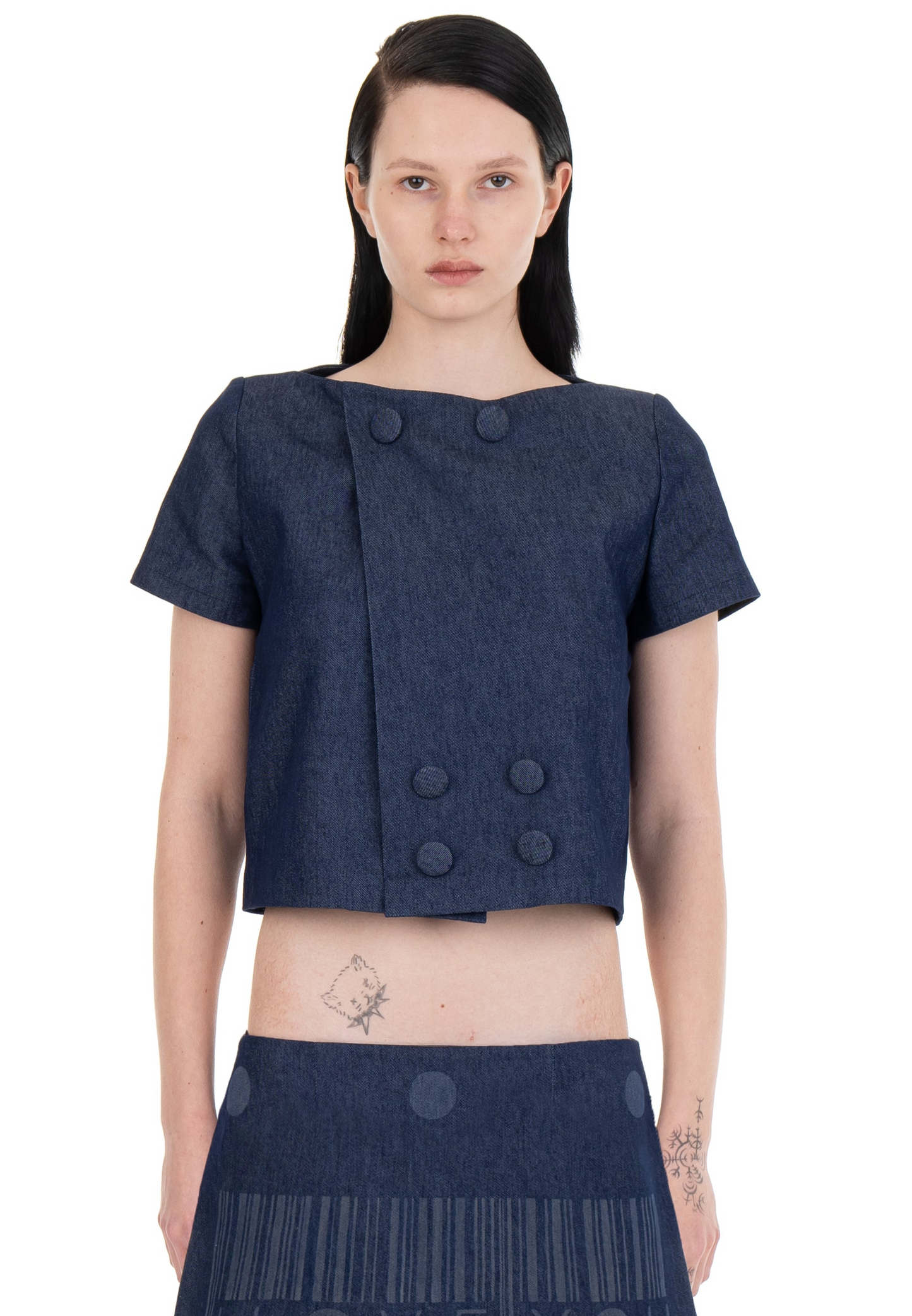 DETACHABLE SLEEVE SUIT JACKET DENIM