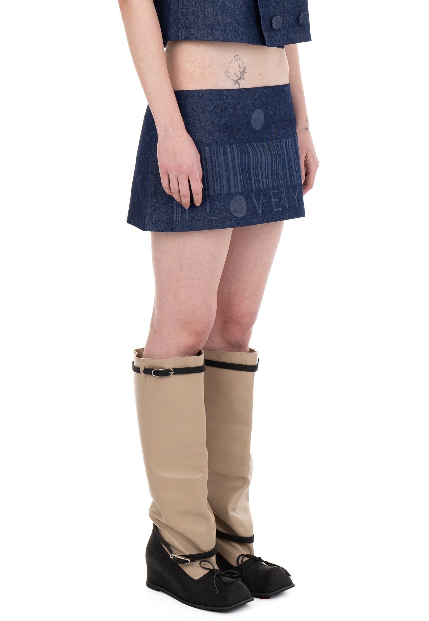 I LOVE YOU DENIM MINI SKIRT