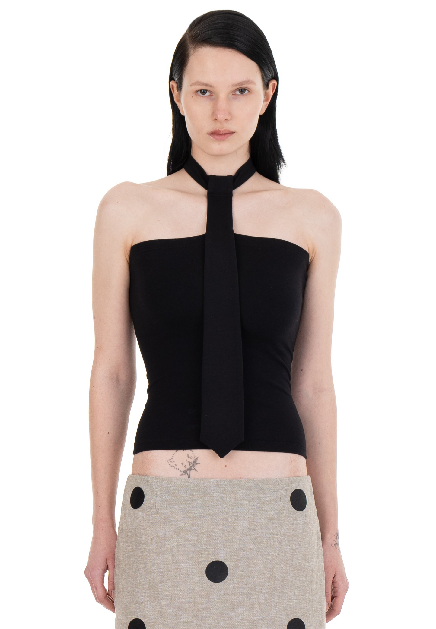 NECKTIE TUBE TOP BLACK