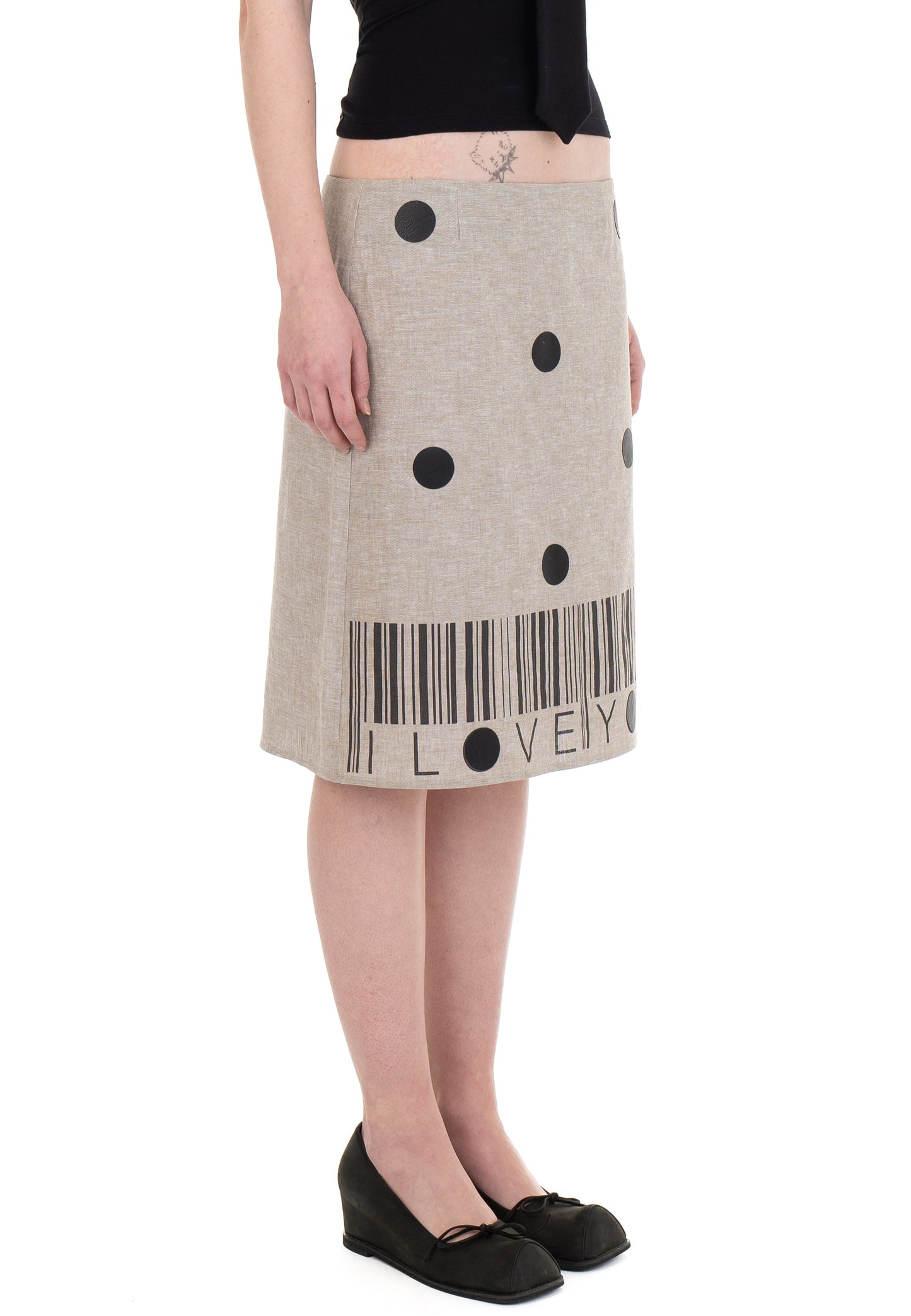 I LOVE YOU LINEN MIDI SKIRT