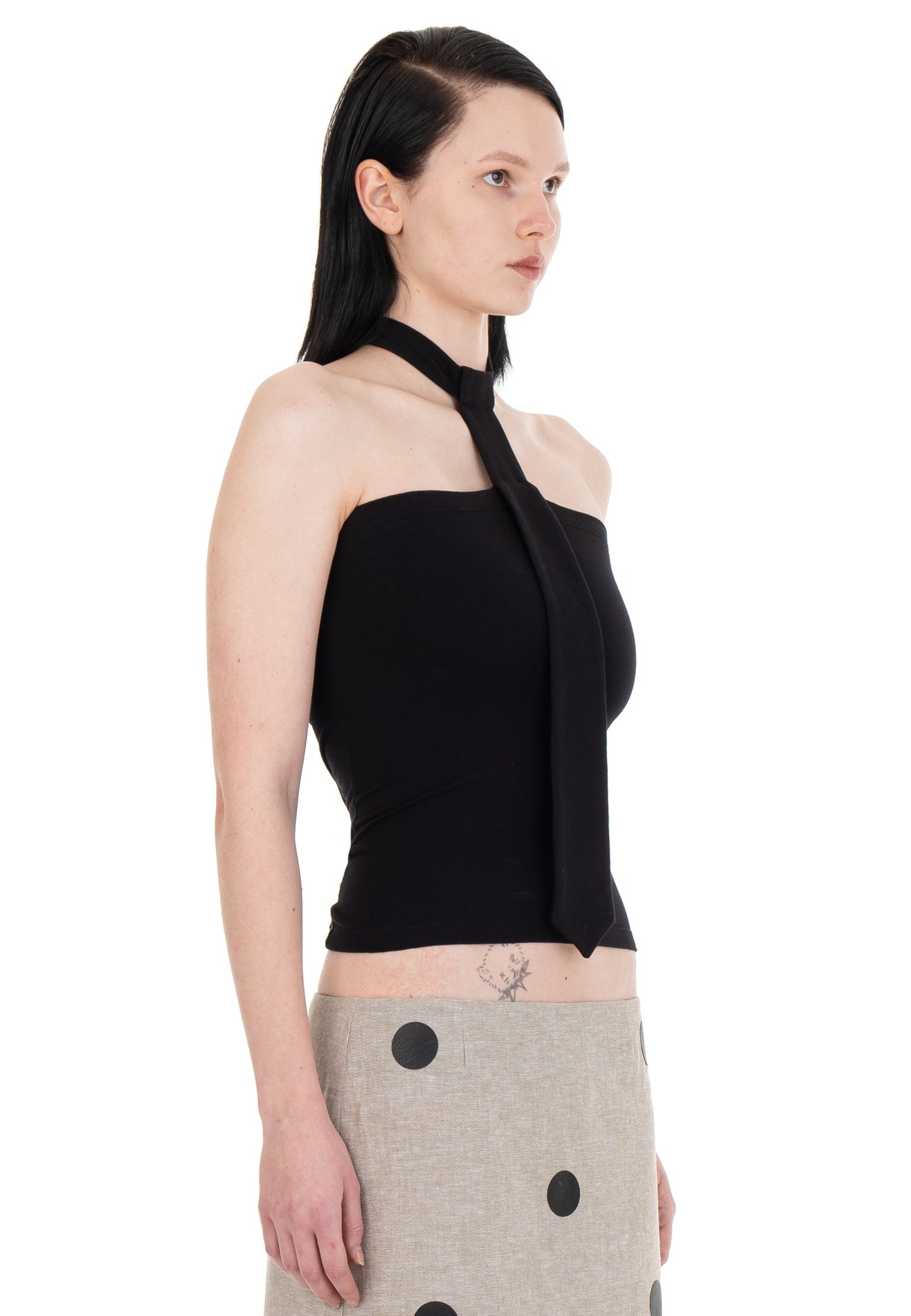 NECKTIE TUBE TOP BLACK