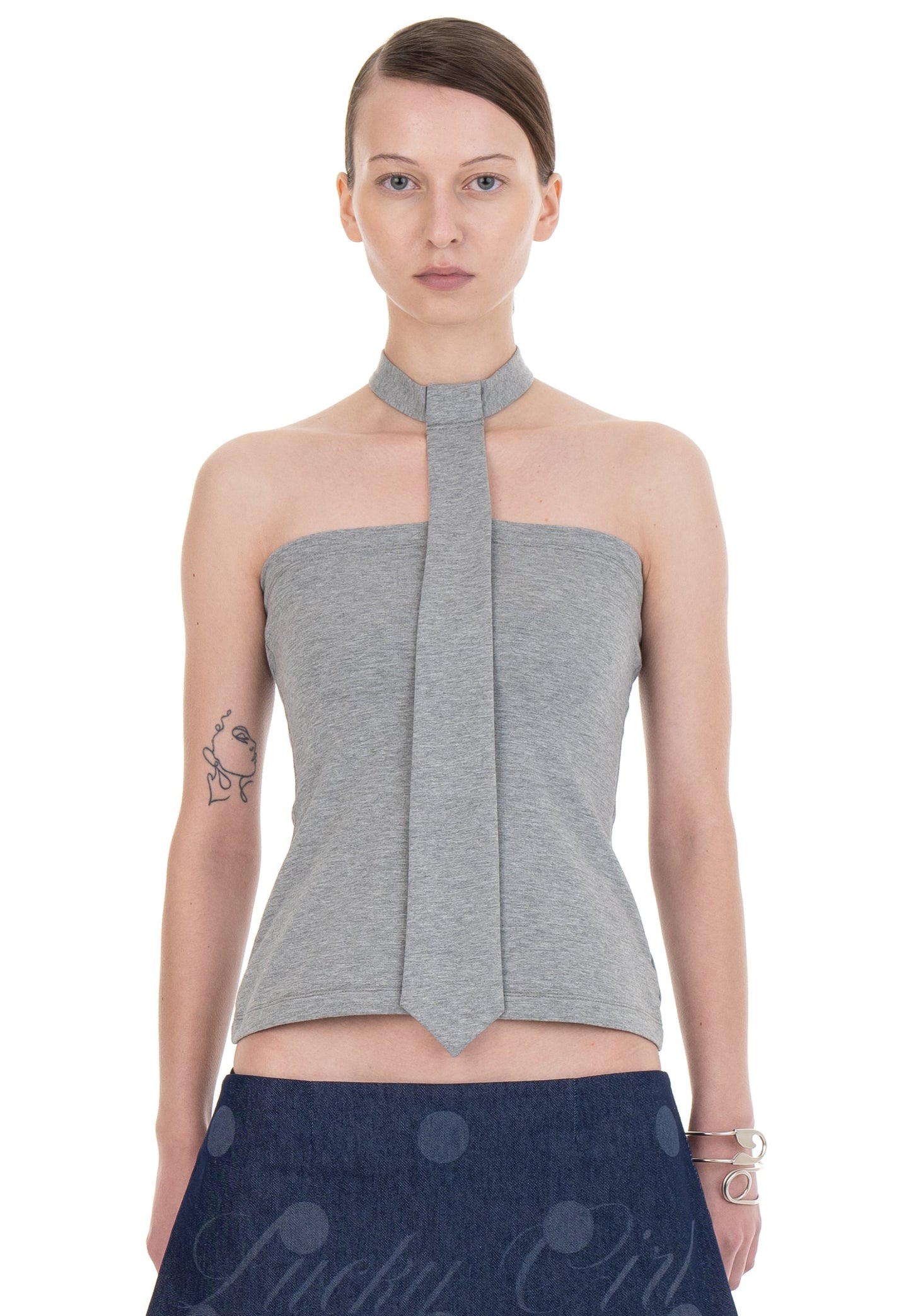 NECKTIE TUBE TOP GREY