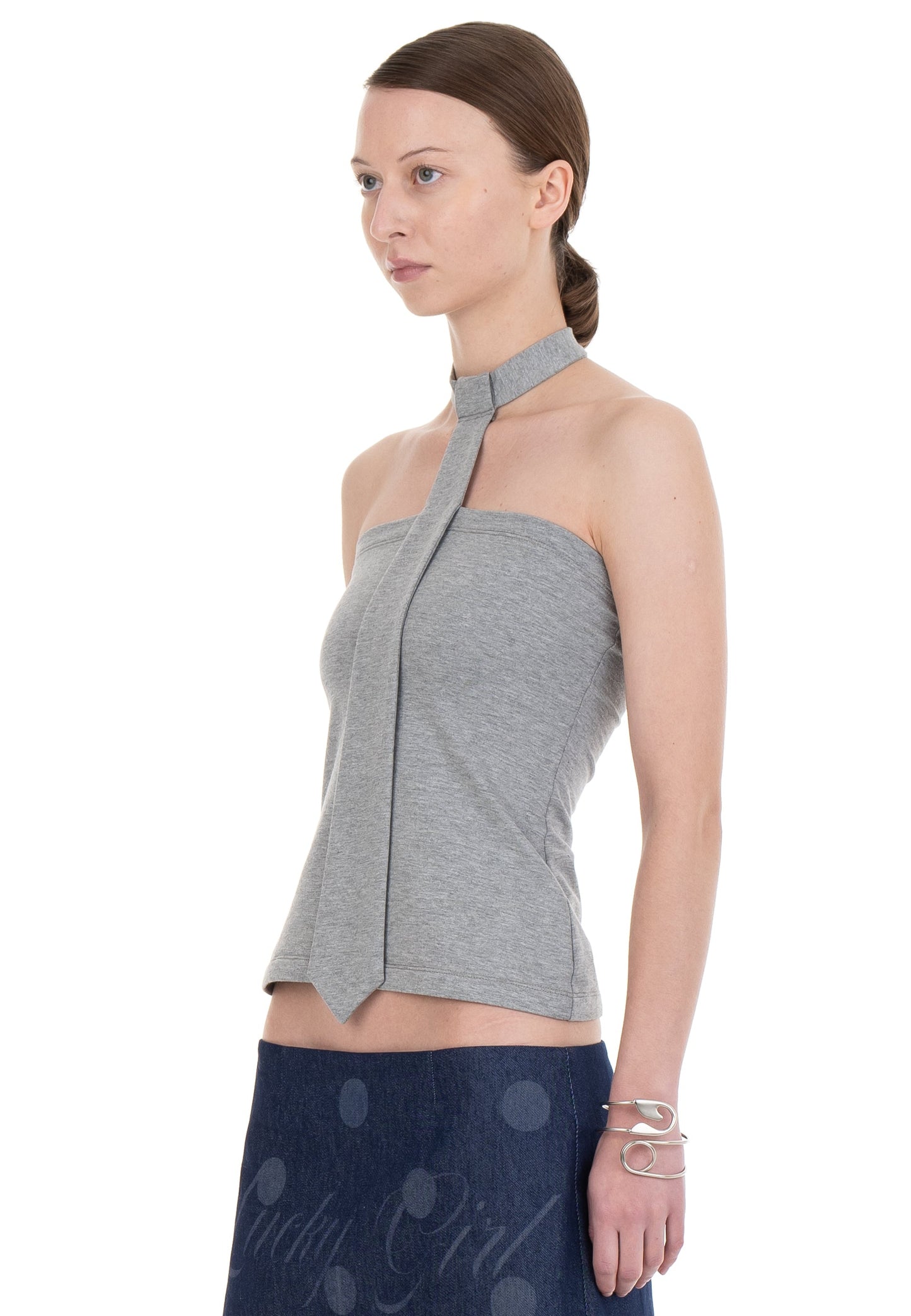 NECKTIE TUBE TOP GREY