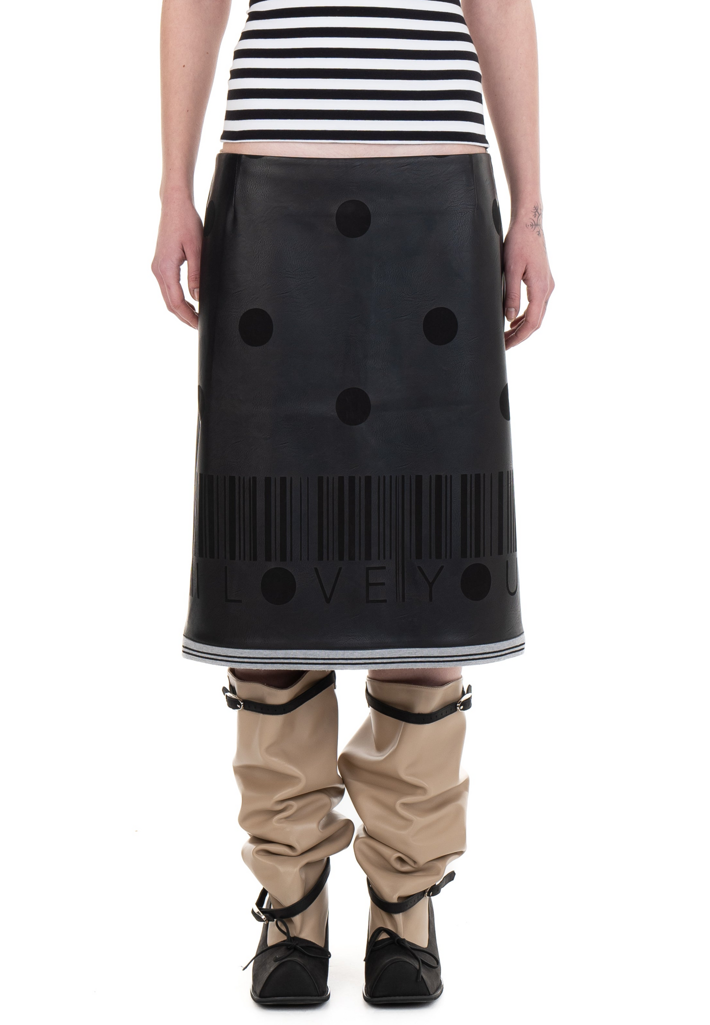 I LOVE YOU LEATHER MIDI SKIRT