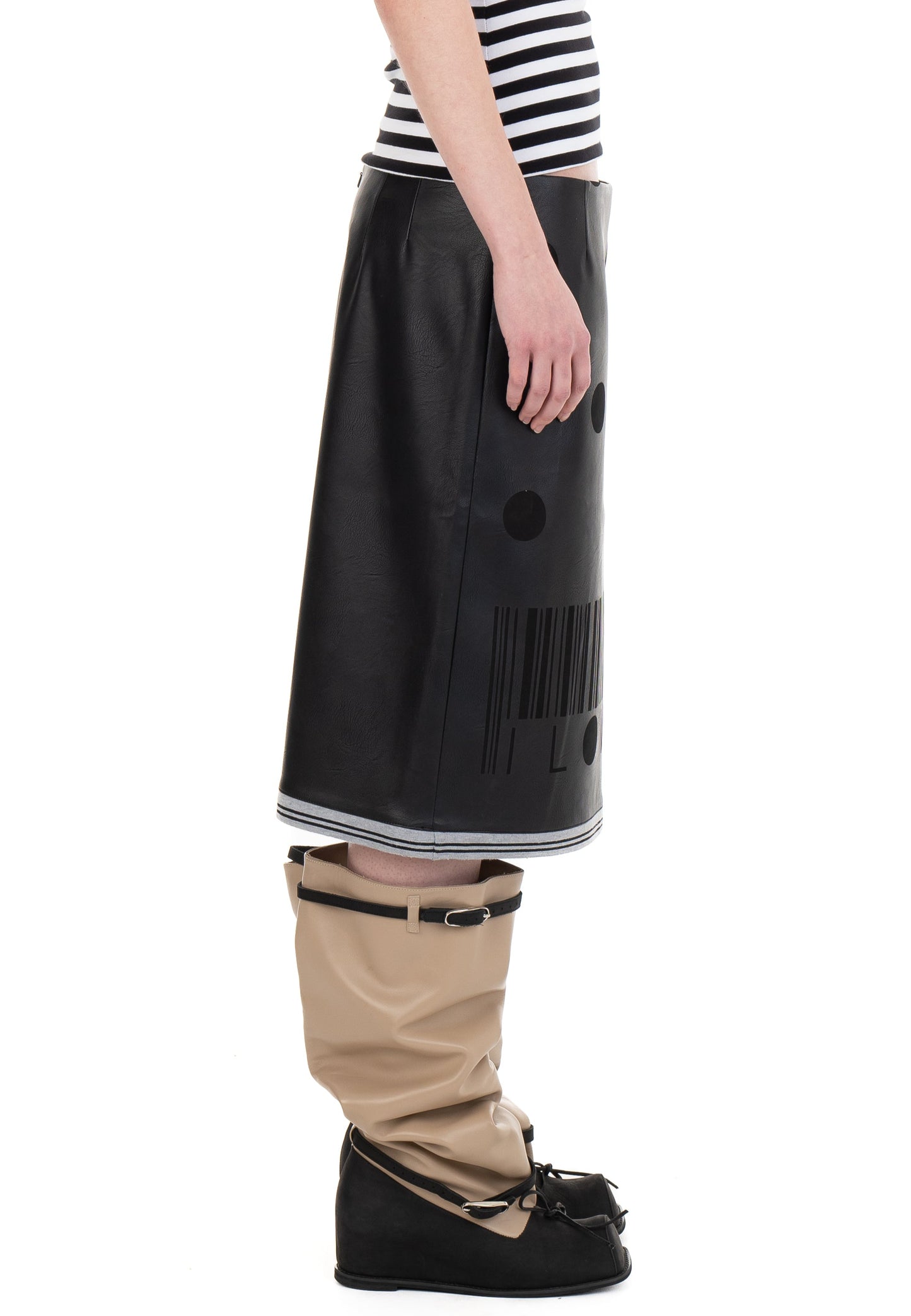 I LOVE YOU LEATHER MIDI SKIRT