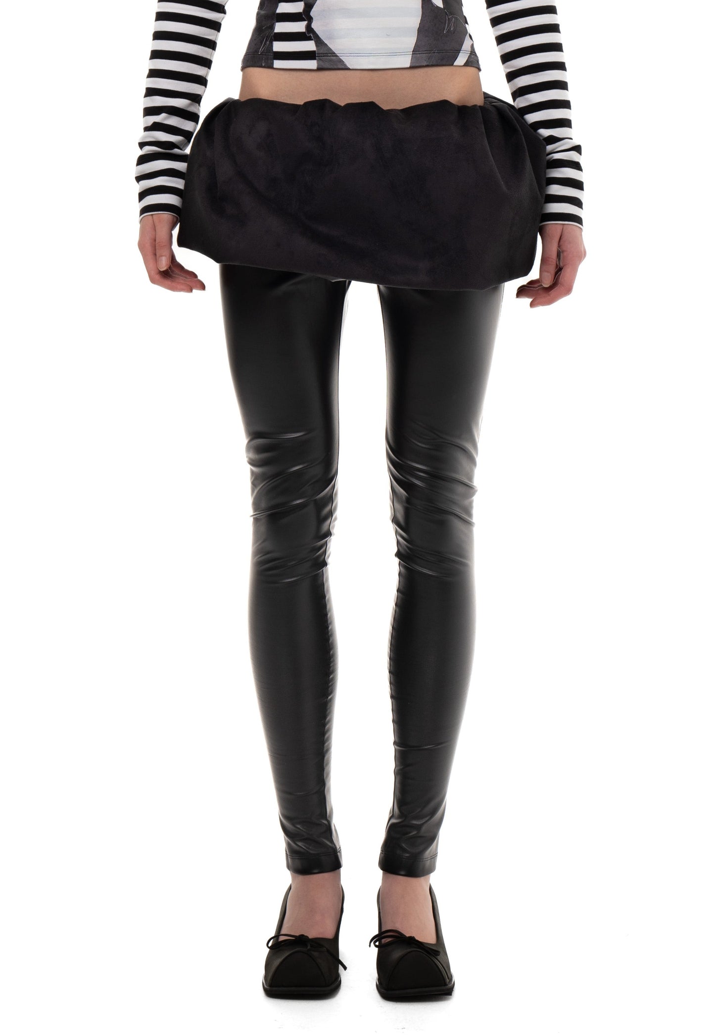 FAUX LEATHER BUBBLE JUMPSUIT