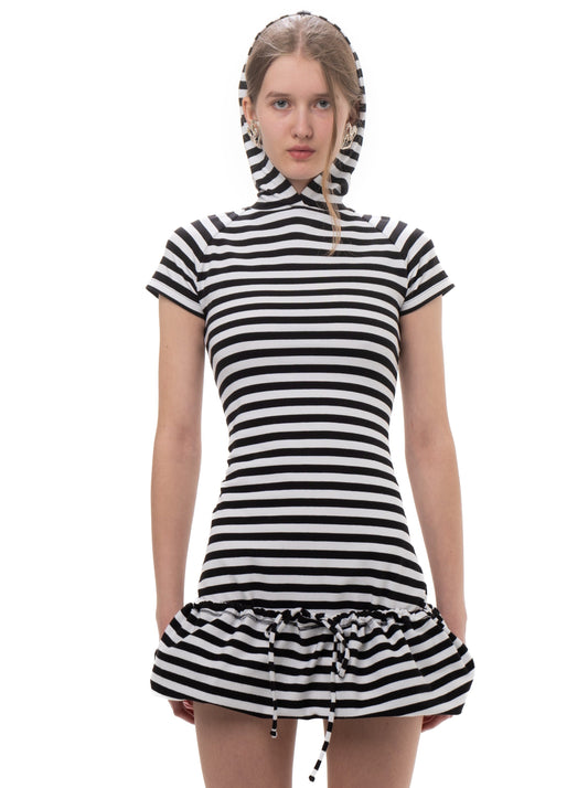 HOOD STRIPED DRESS