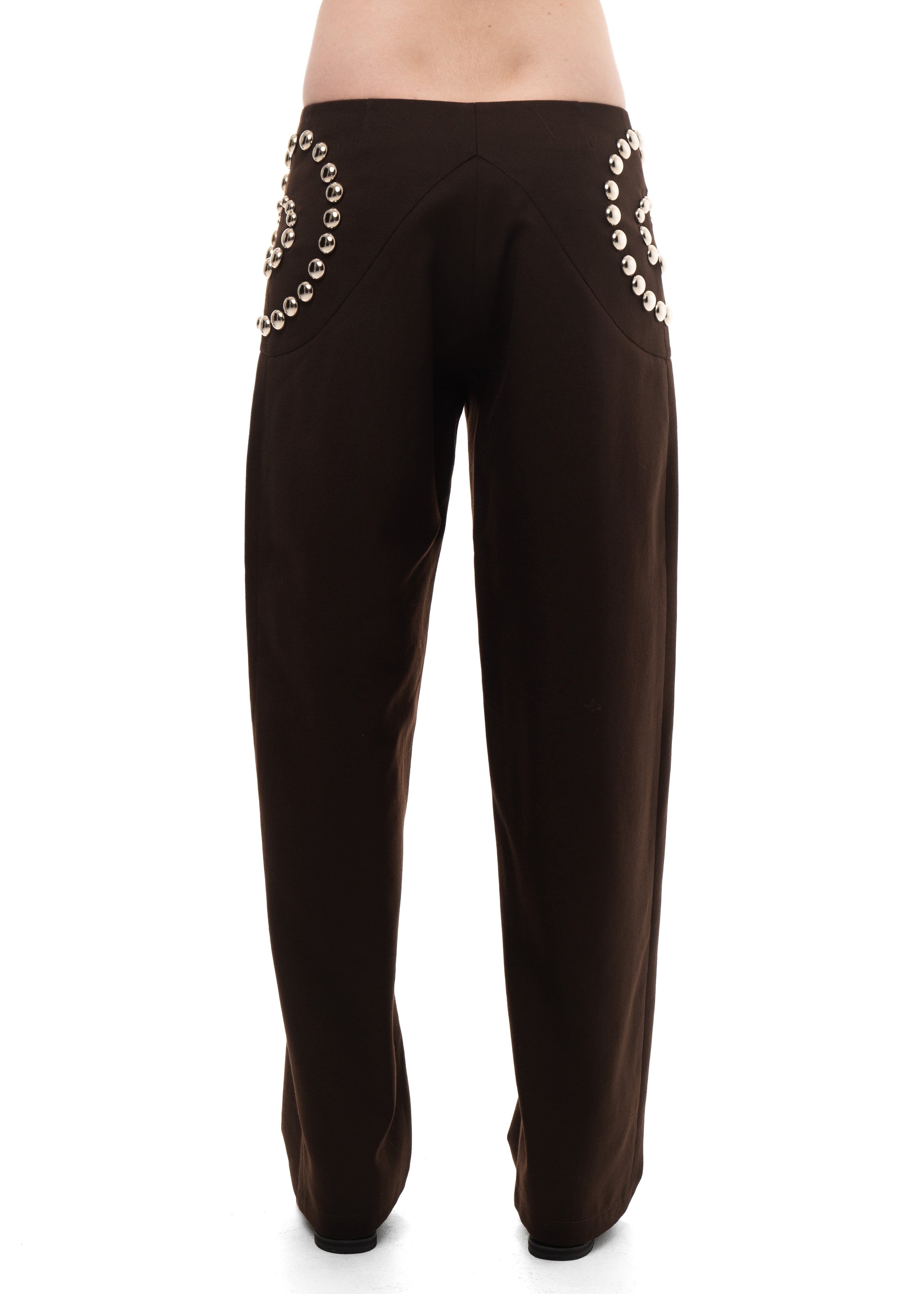 STUDDED SPIRAL TROUSERS BROWN