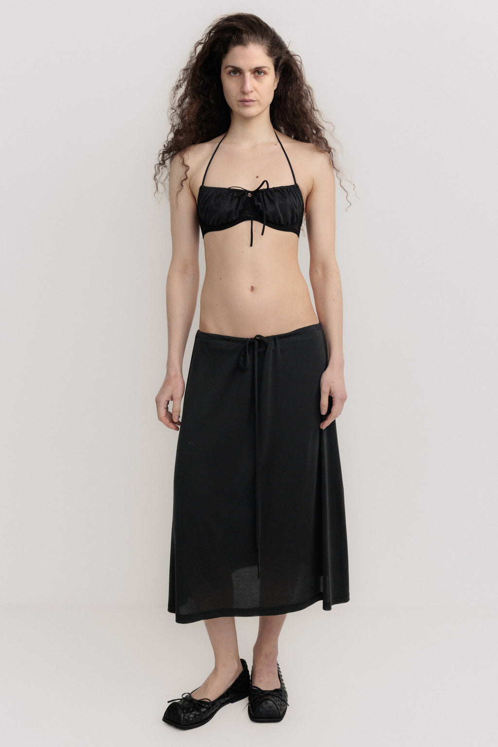 GATHERED MIDI SKIRT