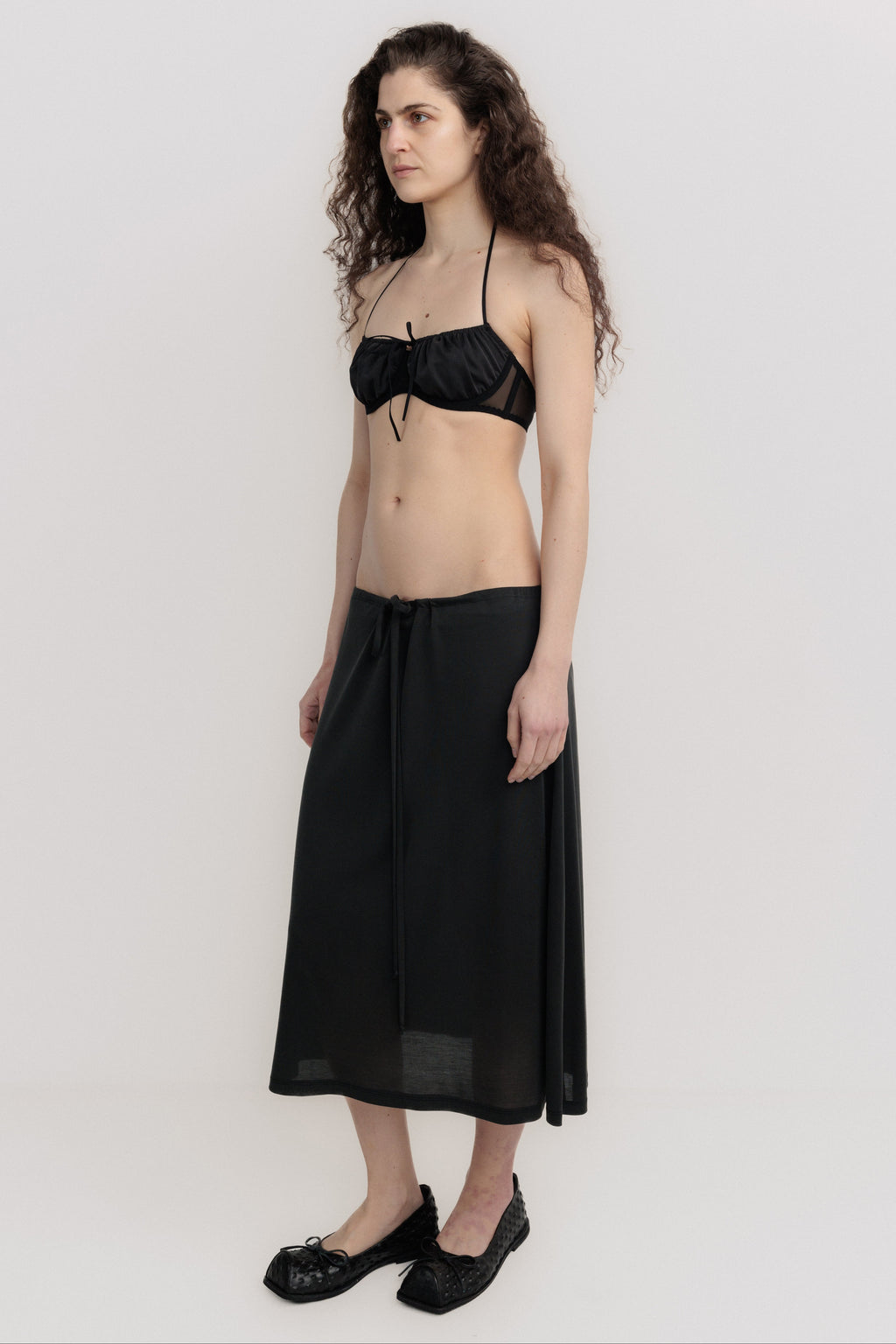GATHERED MIDI SKIRT