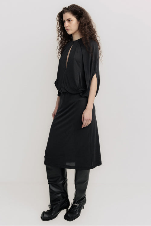 CAPE DRESS CHARCOAL