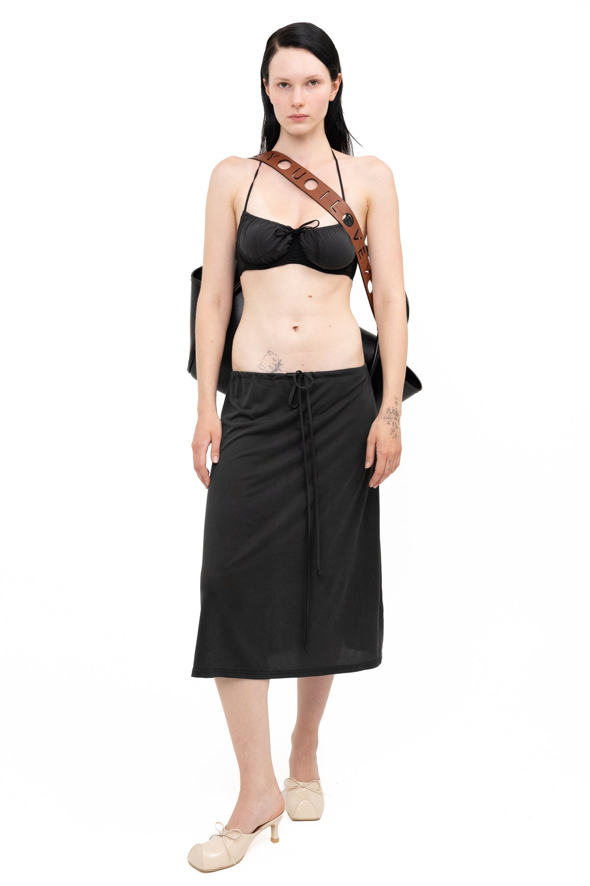 'I LOVE YOU' CROSSBODY BAG STRAP BROWN