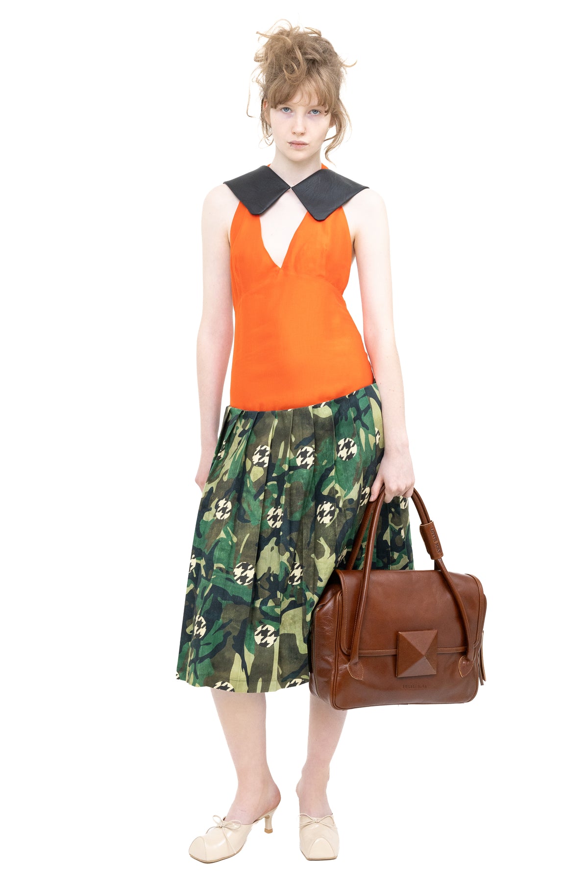 PLEATED CAMO SKIRT