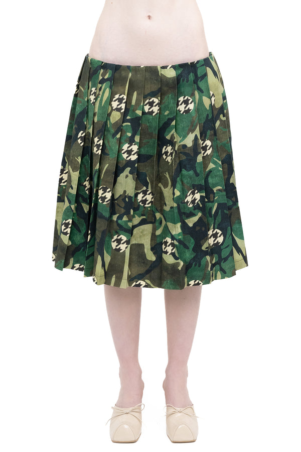 PLEATED CAMO SKIRT