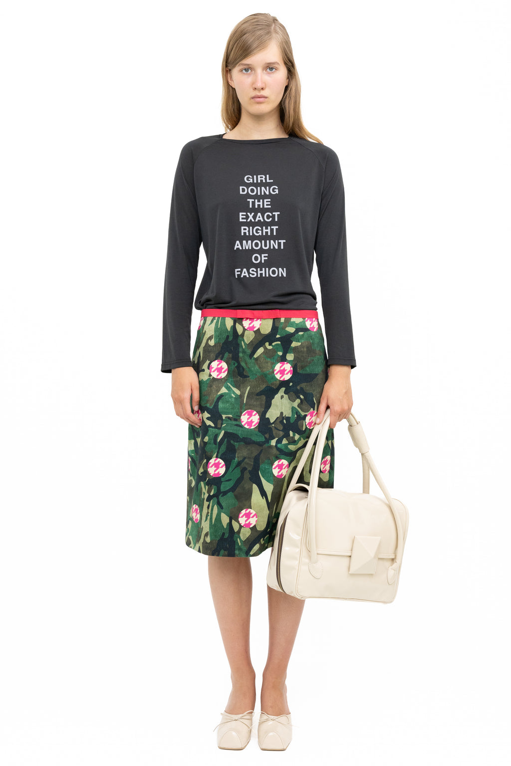 PINK CAMO MIDI SKIRT