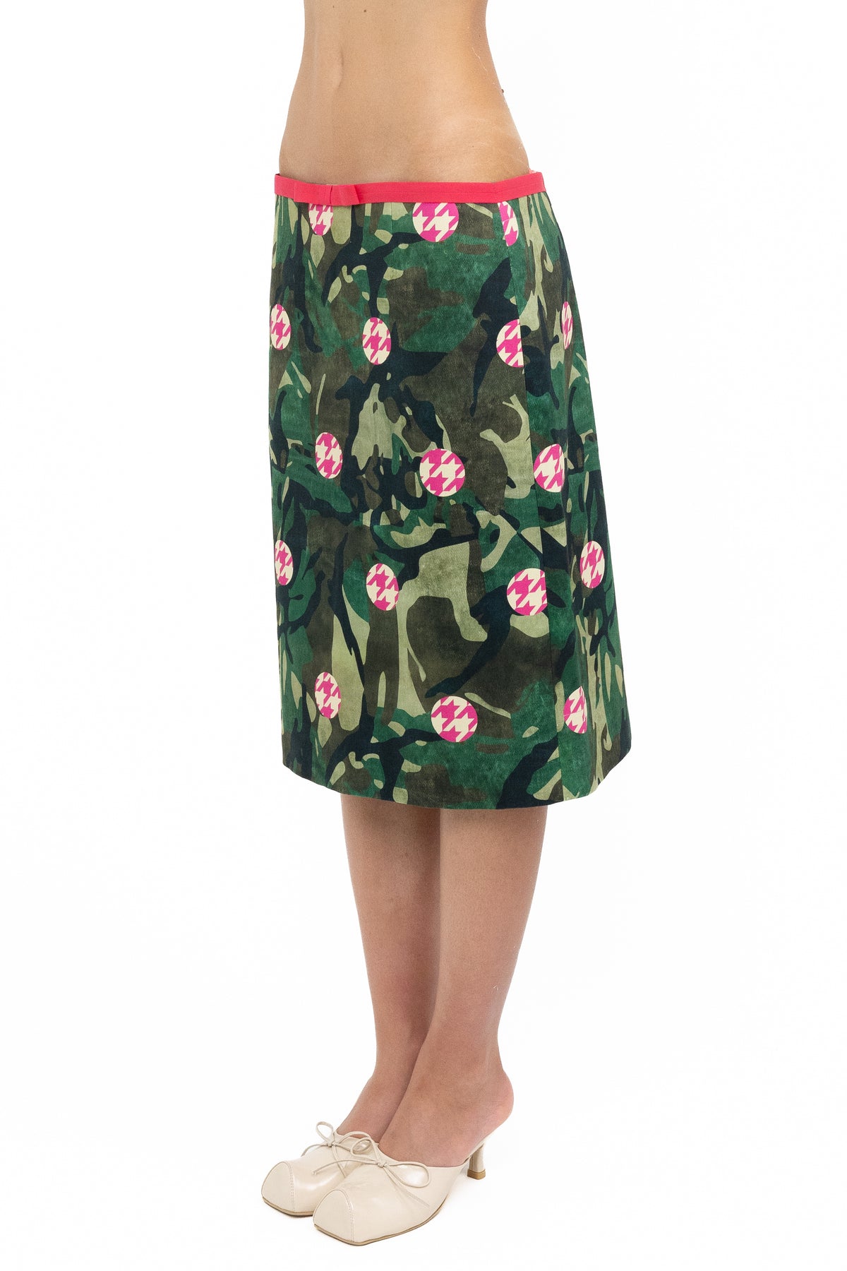 PINK CAMO MIDI SKIRT