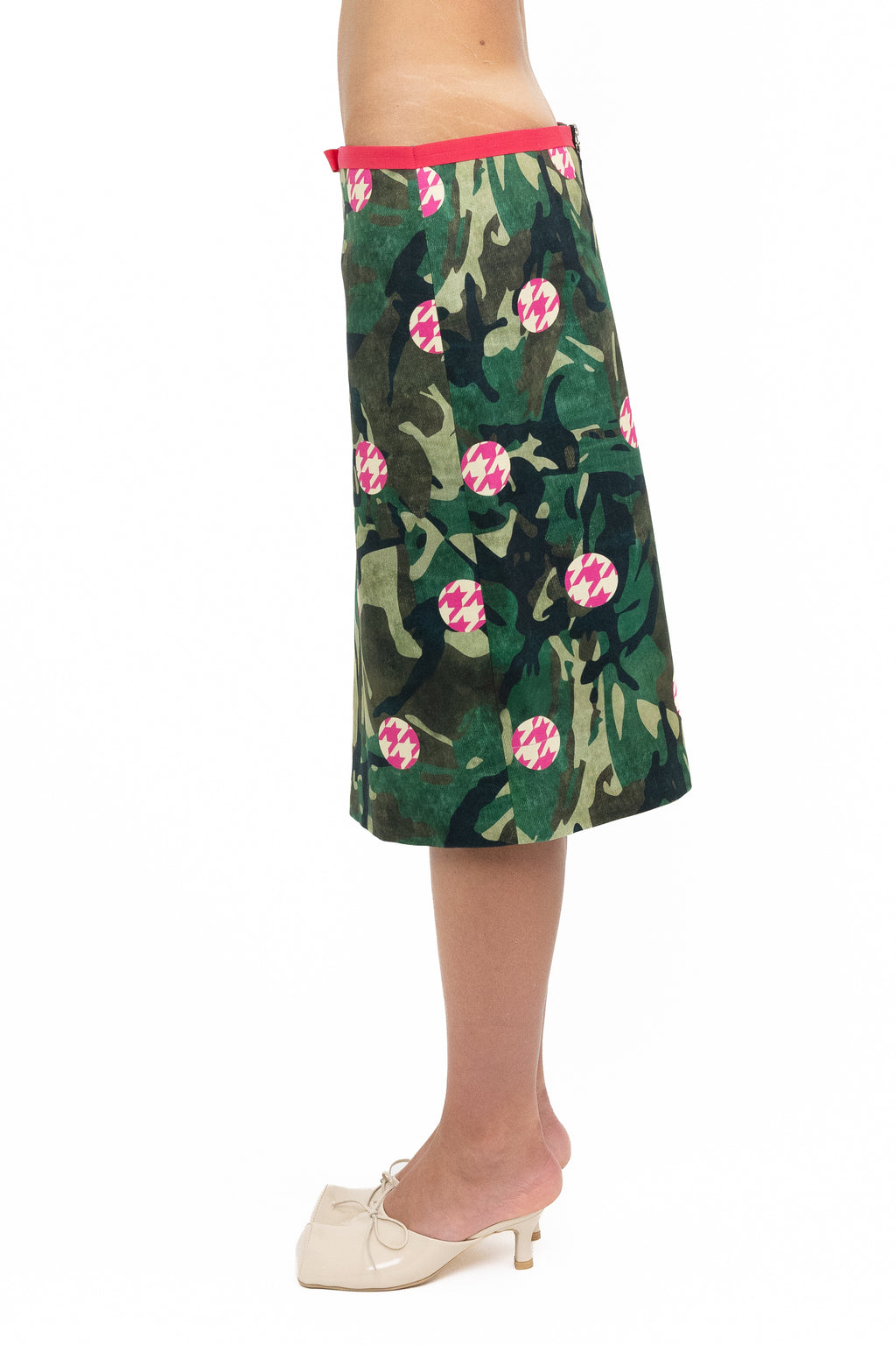 PINK CAMO MIDI SKIRT