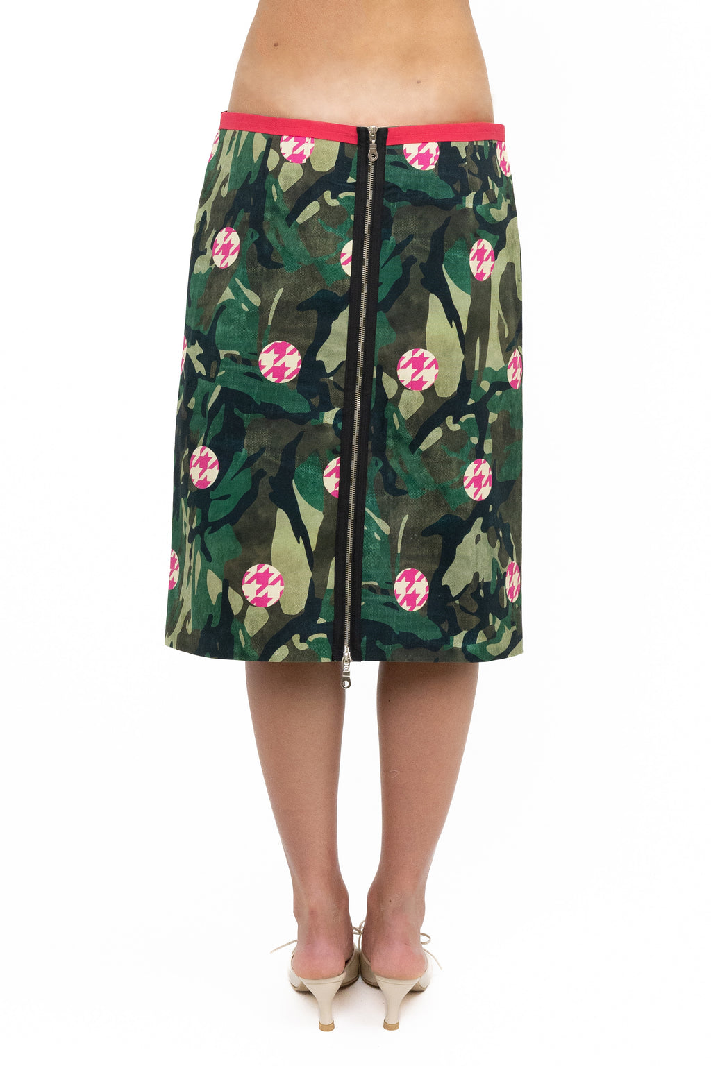 PINK CAMO MIDI SKIRT