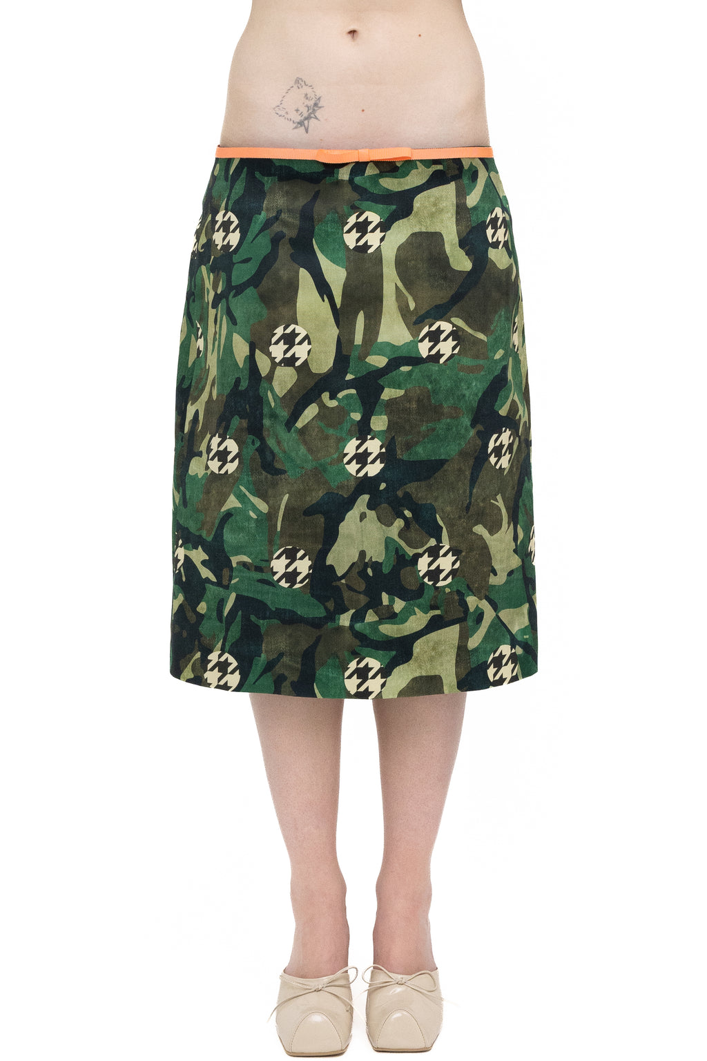 BLACK CAMO MIDI SKIRT
