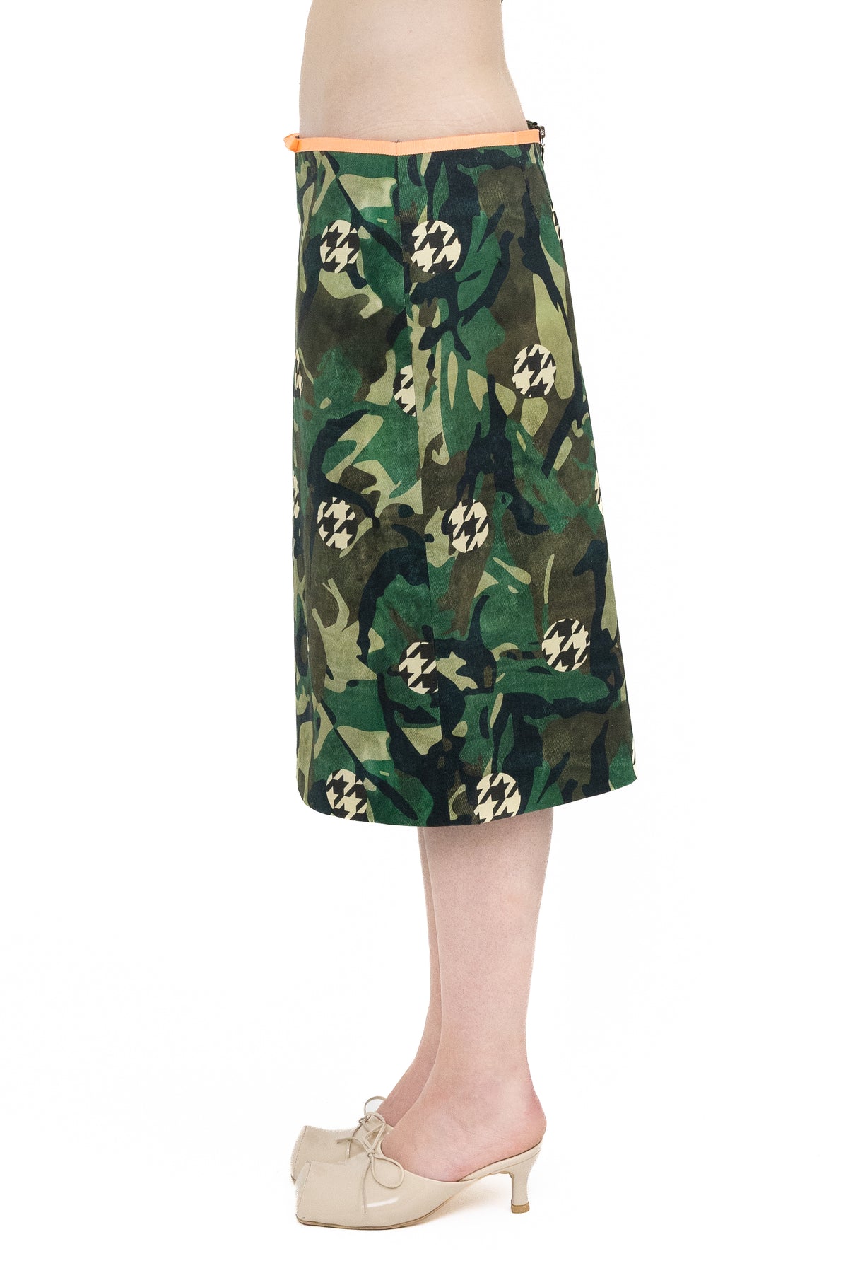 BLACK CAMO MIDI SKIRT