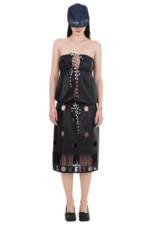 I LOVE YOU LEATHER DRESS
