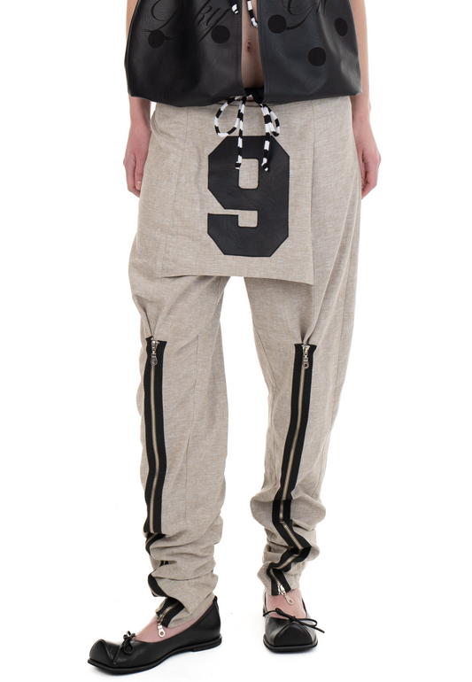 LINEN NUMBER SKIRTROUSERS