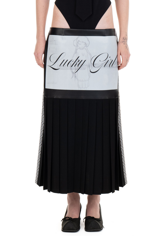 LUCKY GIRL PLEATED LONG SKIRT