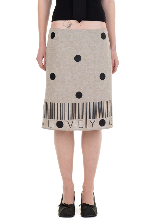 I LOVE YOU LINEN MIDI SKIRT