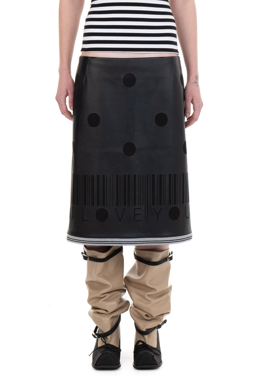 I LOVE YOU LEATHER MIDI SKIRT