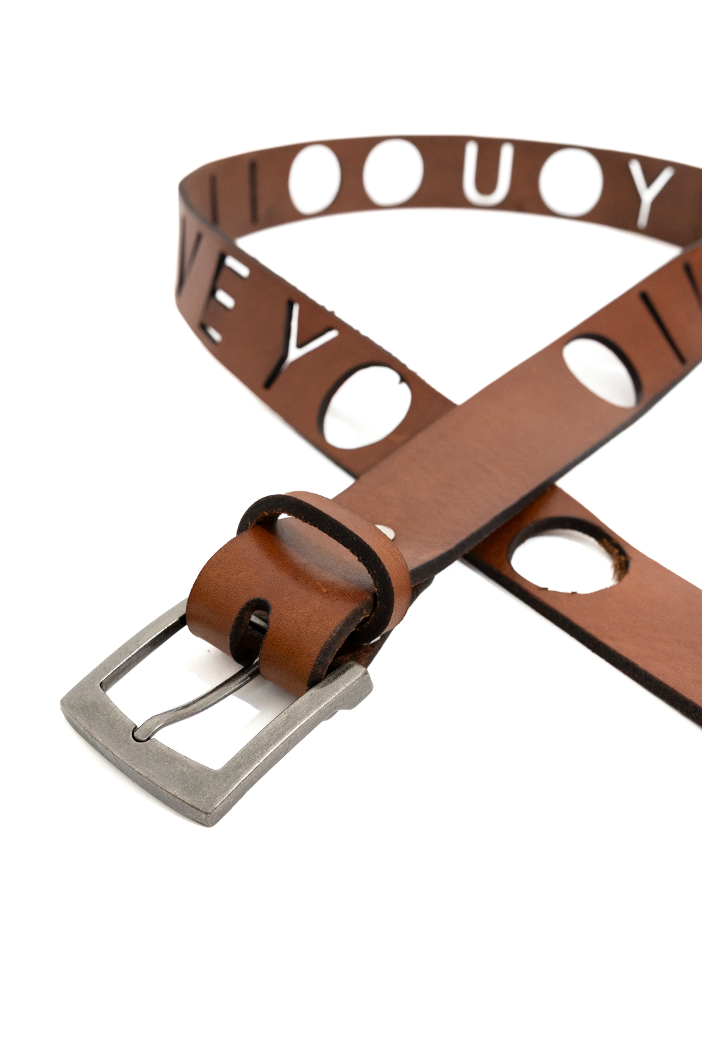 'I LOVE YOU' BELT BROWN